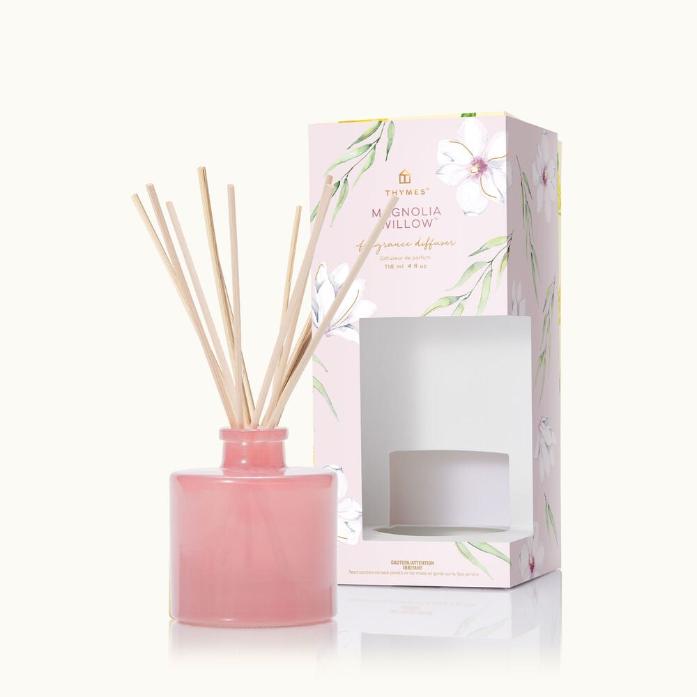 Thymes Magnolia Willow Petite Reed Diffuser is a woody floral image number 0